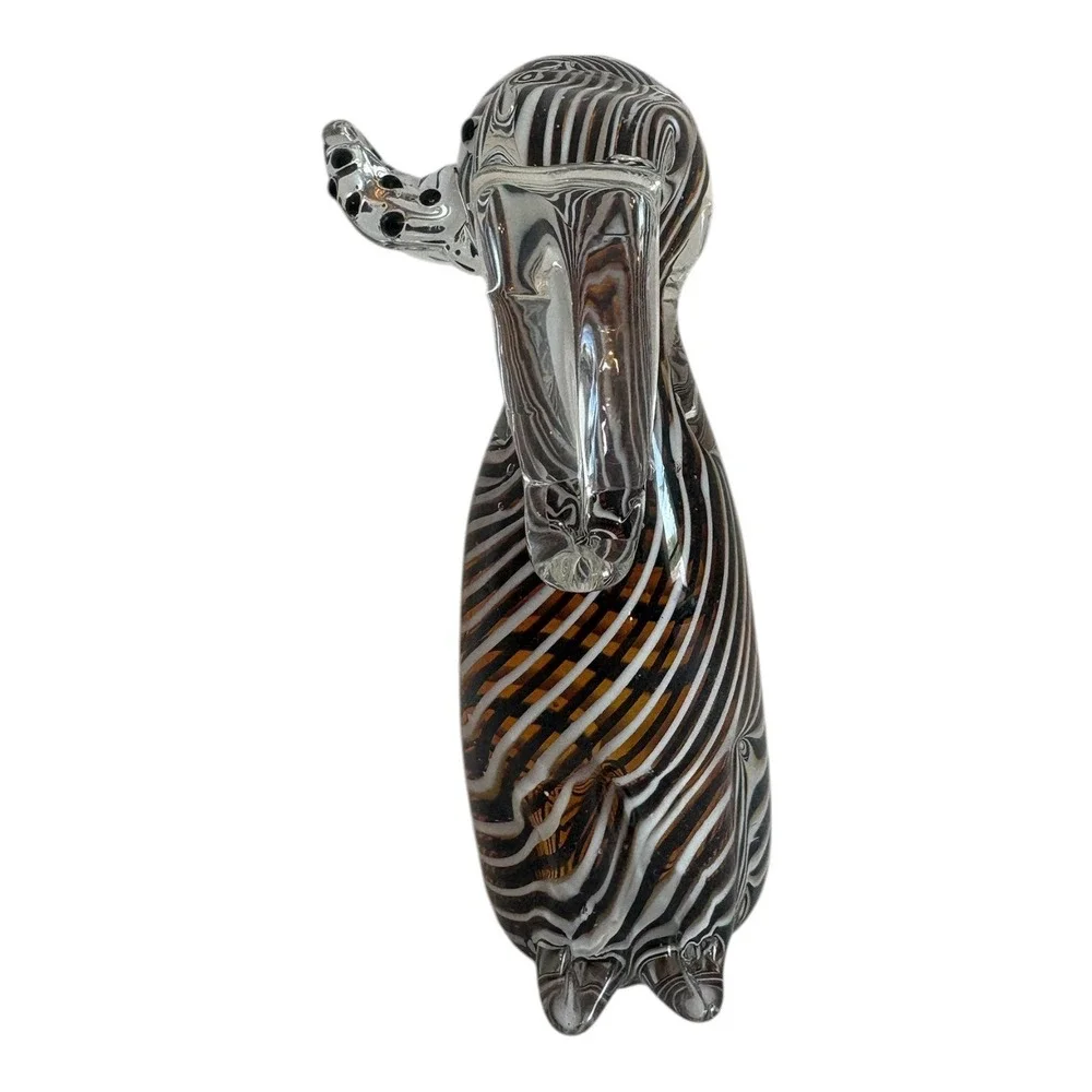 Gca Art Glass Brown White Striped Dog Figurine Hand Blown Glass Sculpture 6